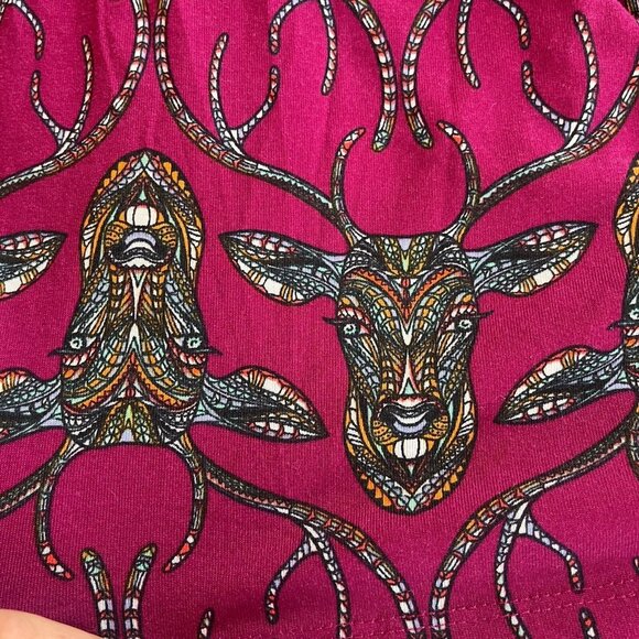 Lularoe Madison Skirt Medium Pleated Midi Knit Pull On Pockets Mosaic Deer 16685 - Picture 6 of 9